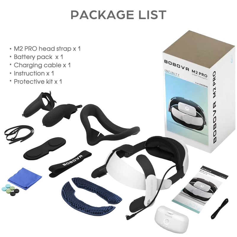 BOBOVR M2 Pro Battery Head Strap For Oculus Quest 2 Elite Halo Strap with 5200mAh Battery Pack for Meta Quest2 VR Accessories Immersive VR for oculus DailyAlertDeals Poland set 4 
