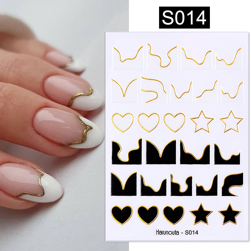 Harunouta Gold Flower Leaves Water Decals Slider Lines Geometrics Spring Summer Nail Art Transfer 3D Stickers DIY Watermarks 0 DailyAlertDeals S014  