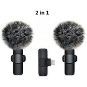 Wireless Lavalier Microphones & Systems Portable Audio Video Recording Mini Mic For iPhone Android Facebook Youtube Live Broadcast Gaming wiresless mircophone DailyAlertDeals 2in1 hairball 1  