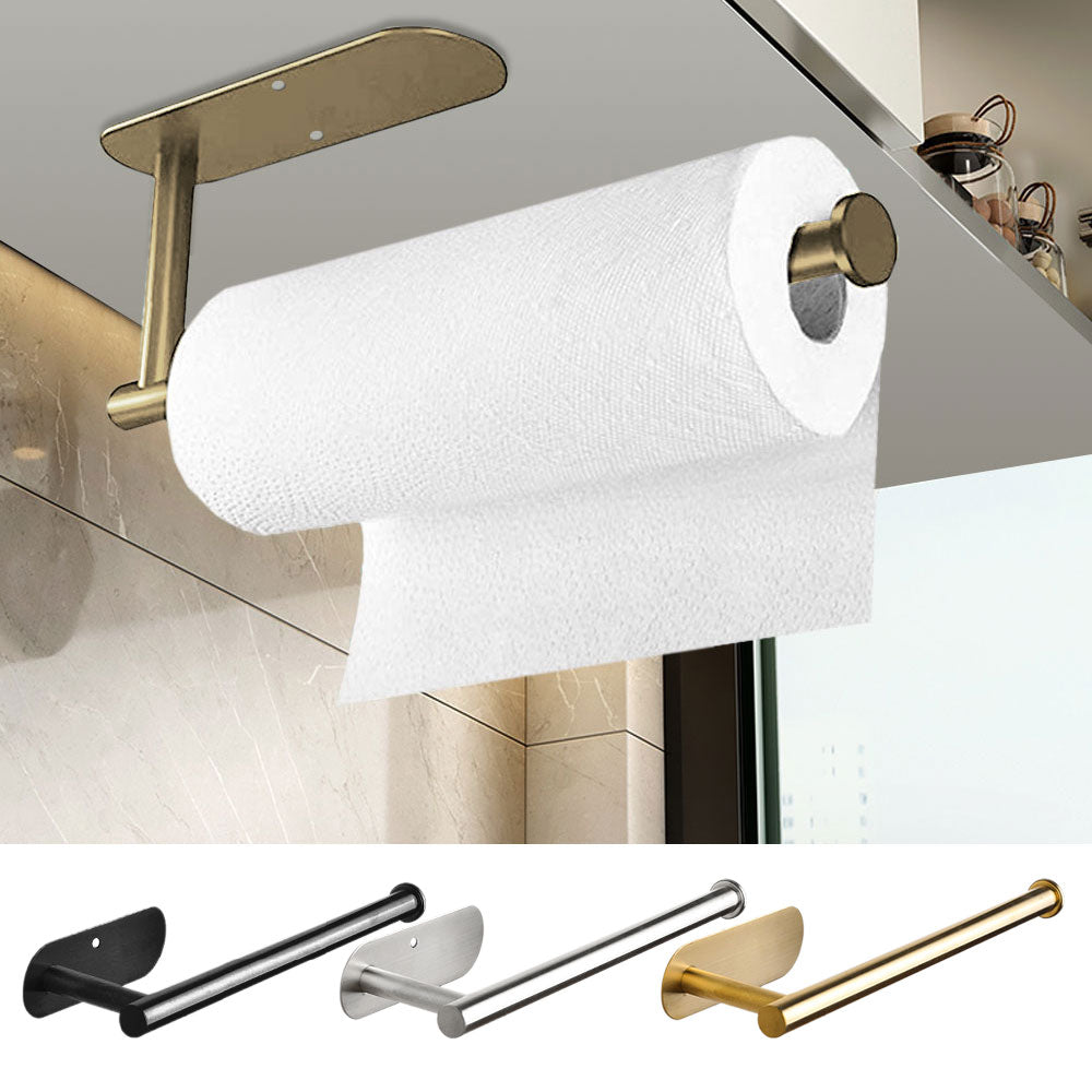 Punch-free Paper Towel Holder Stainless Steel Kitchen Under Cabinet Roll Rack Gold Black Bathroom Wall-mounted Tissue Hanger Facial Tissue Holders DailyAlertDeals   