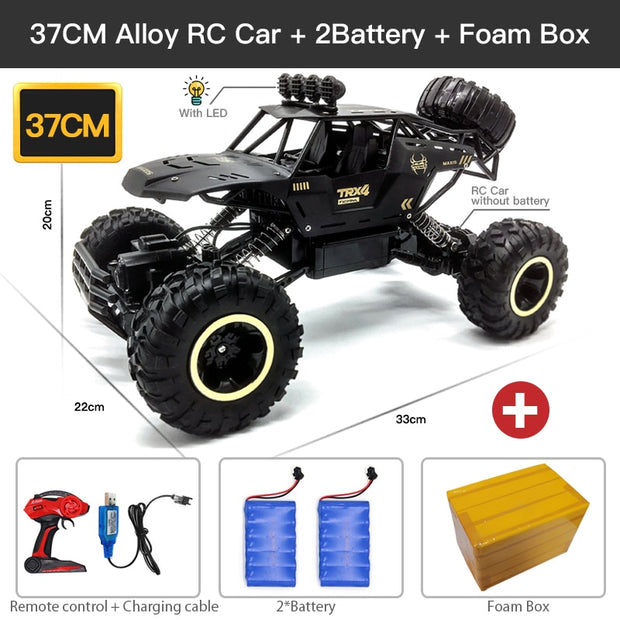 ZWN 1:12 / 1:16 4WD RC Car With Led Lights 2.4G Radio Remote Control Cars Buggy Off-Road Control Trucks Boys Toys for Children RC Car for fun DailyAlertDeals 37CM Black 2B Alloy China 