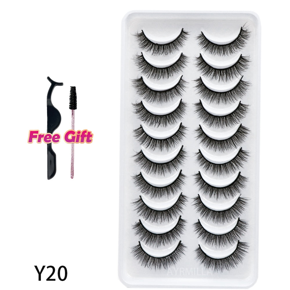 5/10Pairs 3D Mink Lashes Natural Eyelashes Dramatic False Eyelashes Faux Cils Makeup Wholesale Fake Eyelash Extension maquiagem 0 DailyAlertDeals 10Pairs-Y20 China 