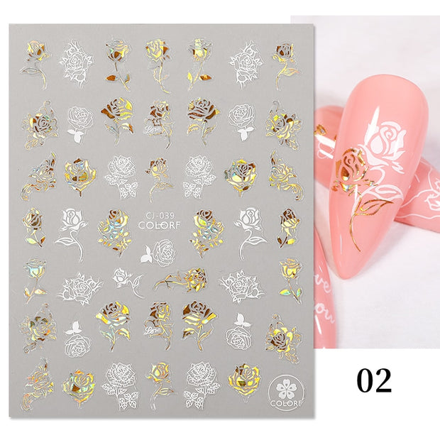 Harunouta Gold Leaf 3D Nail Stickers Spring Nail Design Adhesive Decals Trends Leaves Flowers Sliders for Nail Art Decoration 0 DailyAlertDeals C02  