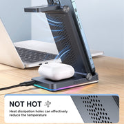 3 in 1 Wireless Charging Station for Multiple Devices Foldable Wireless charger stand For iPhone Xiaomi Apple Watch Airpods 3 in 1 Wireless Charging Station DailyAlertDeals   