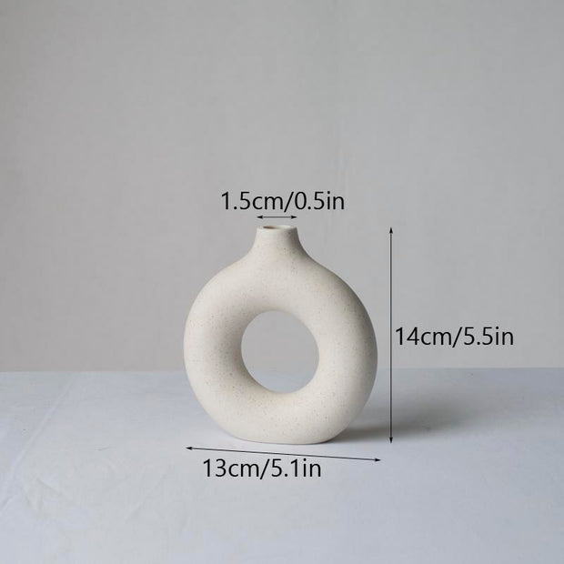 Nordic Ceramic Vase for Pampas Grass Donuts Flower Pot Home Decoration Accessories Office Living Room Interior Table Desk Decor Nordic Ceramic Vase DailyAlertDeals White S China 