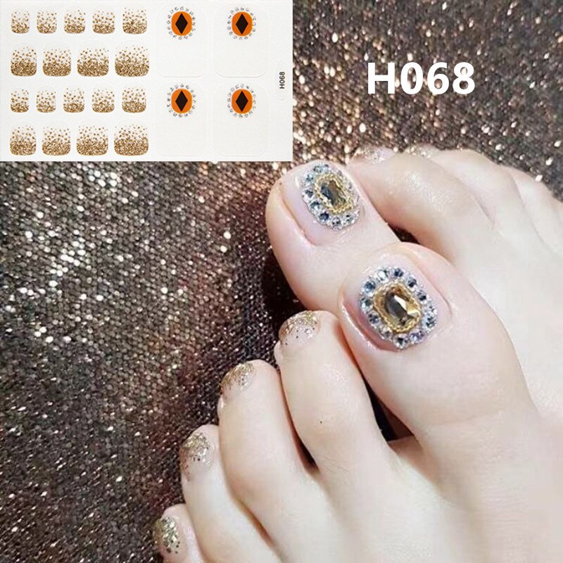 22tips Korea Toe Nail Sticker Wraps Adhesive Decals Toenail Polish Strips DIY Pedicure Foot Decals Manicure Women nail art DailyAlertDeals H068  