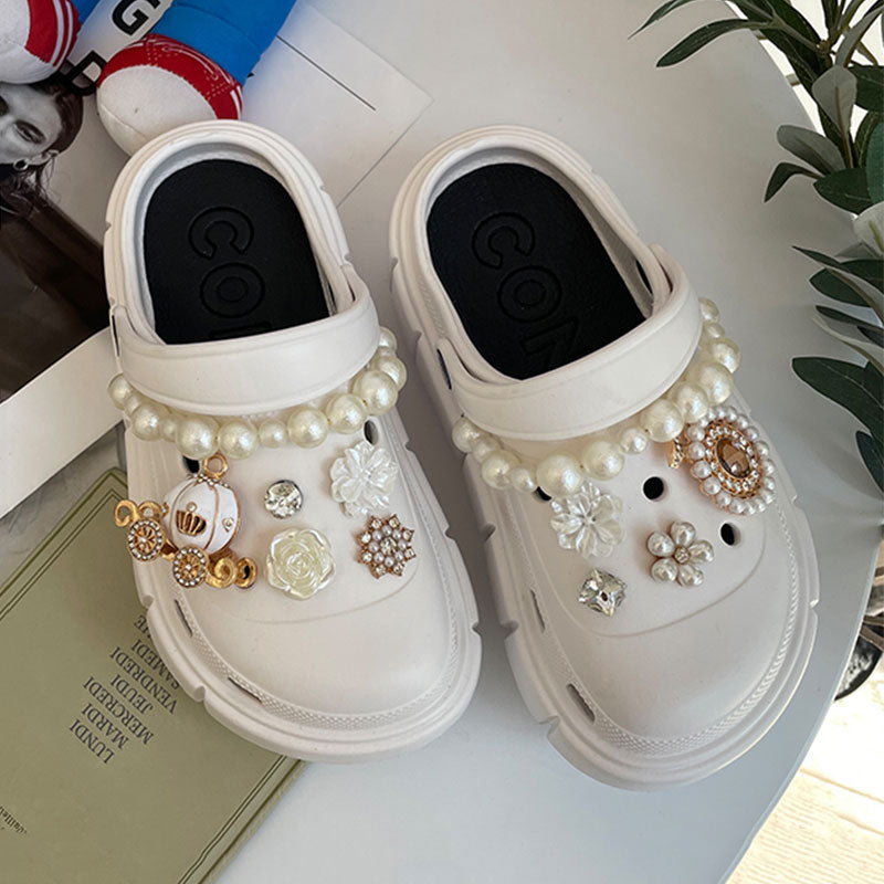 Mo Dou Fashion Charms Clog Shoes Outdoor Women Slippers Thick Sole High Quality Summer Sandals For Girls 0 DailyAlertDeals White02 36-37(foot 230mm) 
