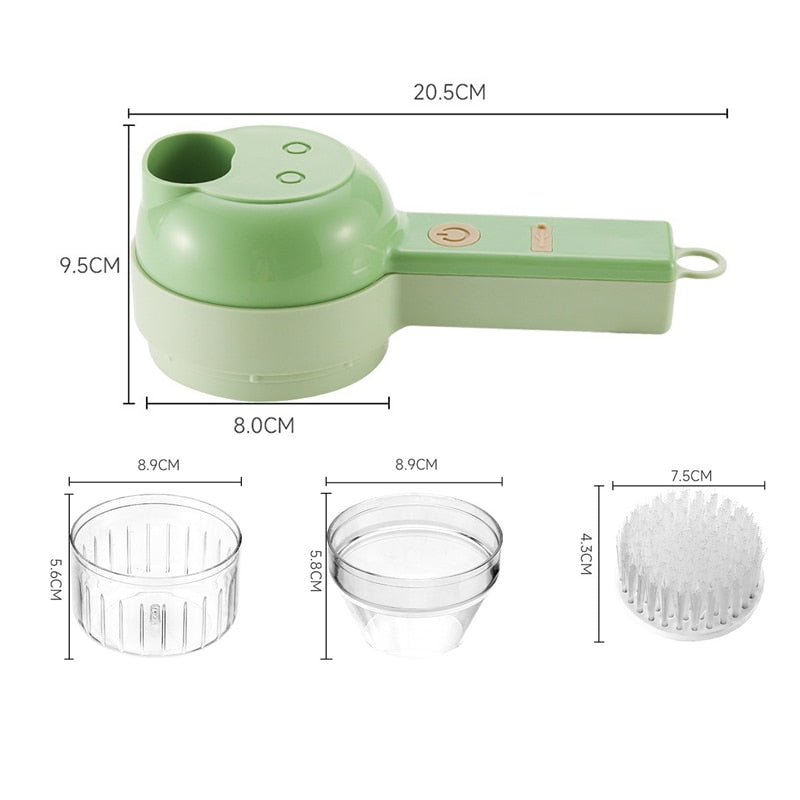 Multifunctional Handheld Electric Vegetable Slicer 4 In 1 Fruit Carrot Potato Chopper Cutting Machine USB Charging Potato Masher Wireless Kitchen Slicers DailyAlertDeals   