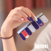1sheet Korean Nail Polish Strips DIY Waterproof Nail Wraps Mixed Patterns Full Nail Patch Adhesive for Women Nail Art Stickers nail decal sticker DailyAlertDeals SQ1041  