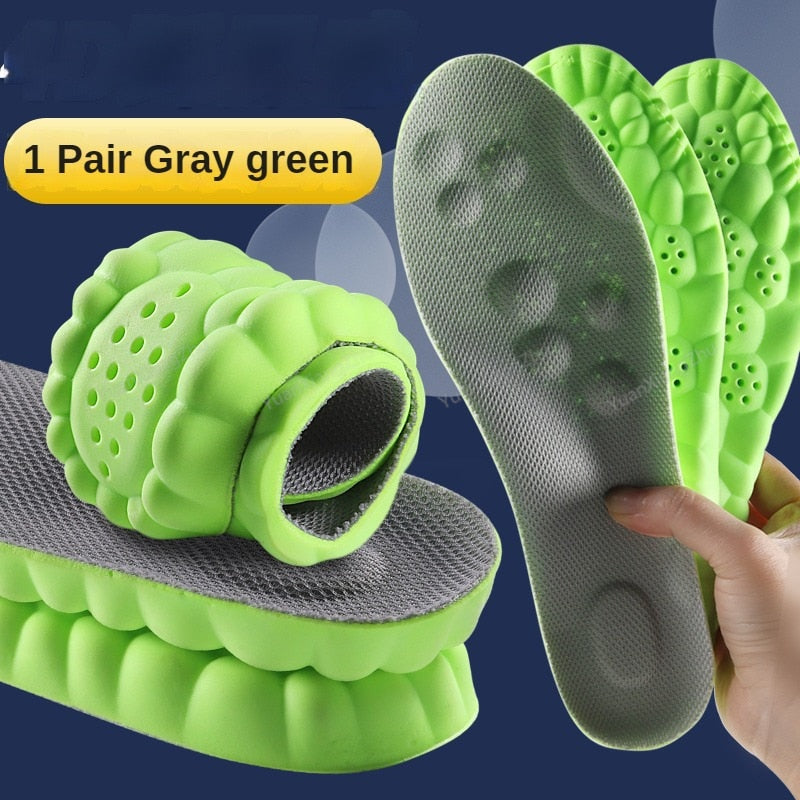 4D Sports Shoes Insoles Super Soft Running Insole for Feet Shock Absorption Baskets Shoe Sole Arch Support Orthopedic Inserts  DailyAlertDeals China Gray green EU35-36