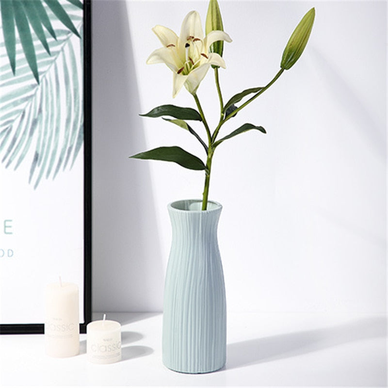 Home Nordic Plastic Vase Simple Small Fresh Flower Pot Storage Bottle for Flowers Living Room Modern Home Decoration Ornaments Vases DailyAlertDeals A-Green-S  