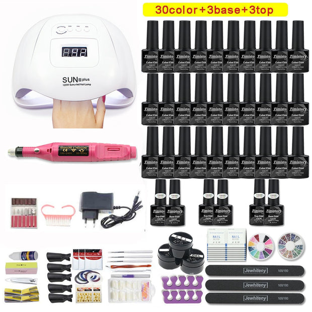 Manicure Set with Led Nail Lamp 120W Nail Set 30/20/10 Color UV Polish Gel Nail Kit Tools Set with Nail Drill Machine Nail files Electric Manicure Drill & Accessory DailyAlertDeals 120W-30-MINI SET1 China 