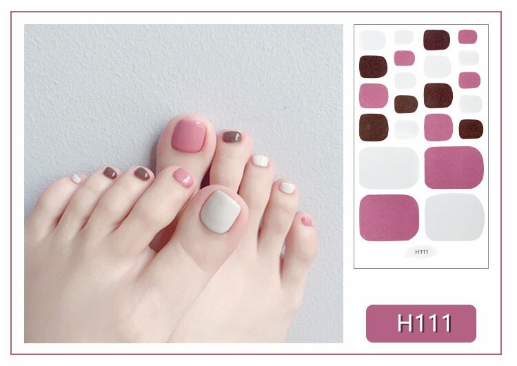 22tips Korea Toe Nail Sticker Wraps Adhesive Decals Toenail Polish Strips DIY Pedicure Foot Decals Manicure Women nail art DailyAlertDeals H111  