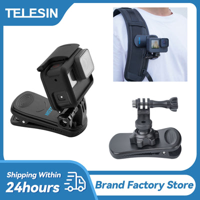TELESIN For GoPro Hero 11 10 9 8 7 6 Backpack Clip 360 Rotary Clip Mount for Osmo Action Xiaoyi Insta360 X2 ONE R Action Carema Photo Mounting Supplies DailyAlertDeals   