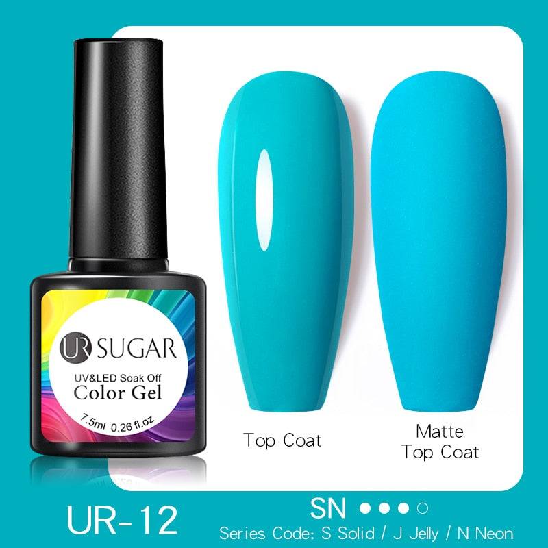 UR SUGAR 7.5ml Dark Purple Gel Nail Polish Soak Off UV LED Semi Permanent Gel Varnishes Manicure Nails Art Matte Top Coat Needed nail polish DailyAlertDeals neon 12  