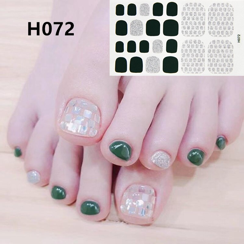 22tips Korea Toe Nail Sticker Wraps Adhesive Decals Toenail Polish Strips DIY Pedicure Foot Decals Manicure Women nail art DailyAlertDeals H072  