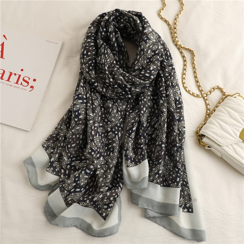 2022 New Design Brand Women Scarf Fashion Print Cotton Spring Winter Warm Scarves Hijabs Lady Pashmina Foulard Bandana Plaid 0 DailyAlertDeals YM202-1 180x90cm 