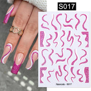 French 3D Nail Decals Stickers Stripe Line French Tips Transfer Nail Art Manicure Decoration Gold Reflective Glitter Stickers nail art DailyAlertDeals S017  