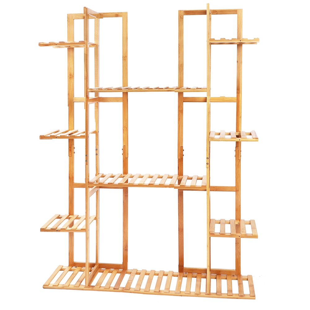 Extra Large Bamboo Plant Stand for Indoor Plants 9 Tier Organizer Living Room Home Decoration 6 Tier Wooden Plant Stand Carbonized DailyAlertDeals   