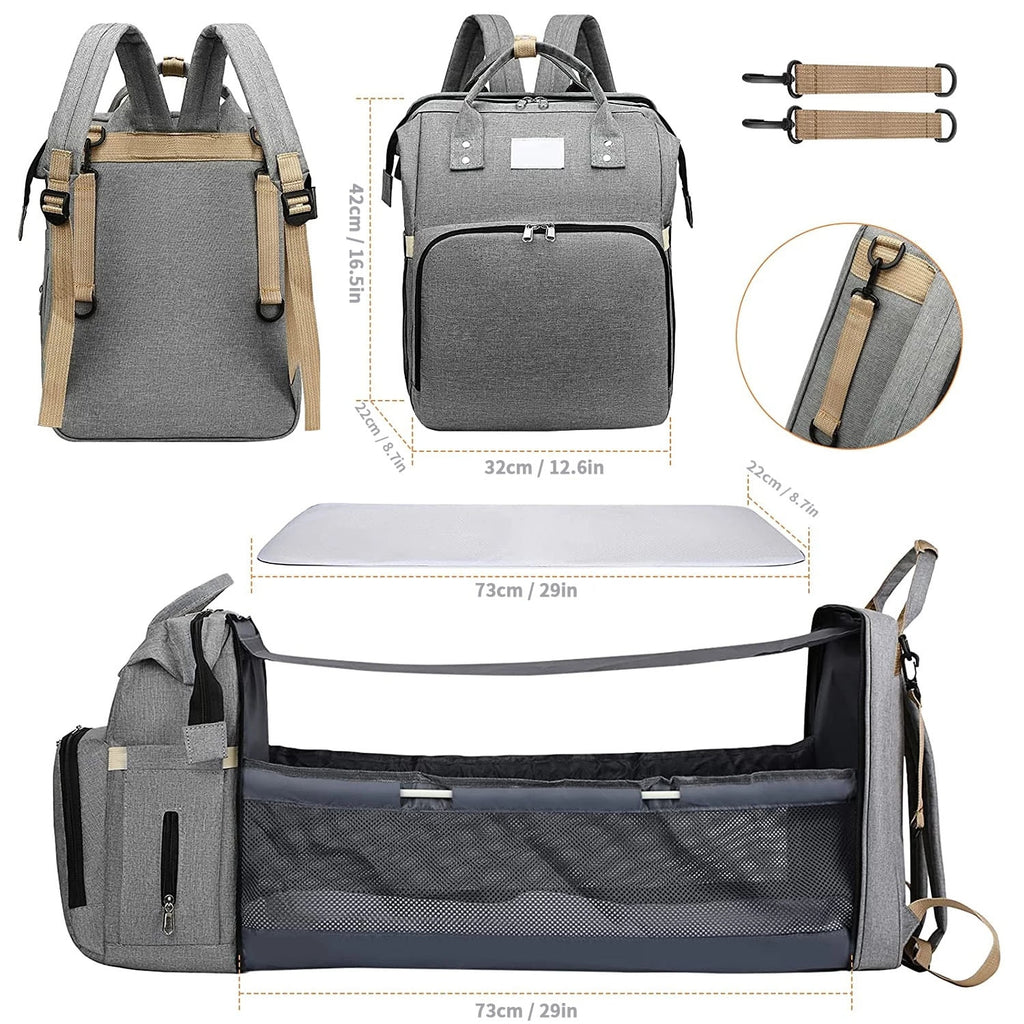 Folding Mommy Bag Lightweight Portable Folding Crib Bed Large-capacity Baby Backpack Female Mommy Outting Bag Mummy Bag Baby Backpack Large-capacity DailyAlertDeals   