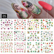 12 Designs Nail Stickers Set Mixed Floral Geometric Nail Art Water Transfer Decals Sliders Flower Leaves Manicures Decoration 0 DailyAlertDeals BN2317-2328  