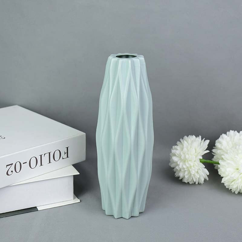 Modern Glass Flower Vase White Pink Blue Plastic Vase artificial flora Pot Basket Nordic Home Living Room Decoration Ornament Flower Arrangement Vase DailyAlertDeals B01  