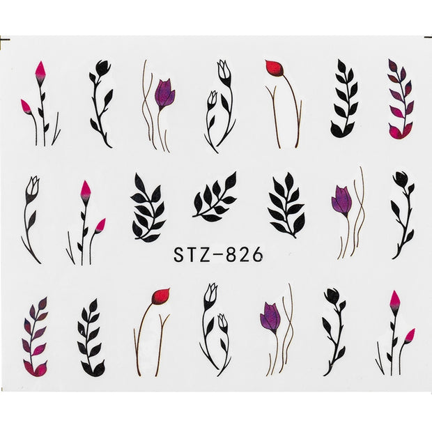 1Pcs Water Nail Decal and Sticker Flower Leaf Tree Green Simple Summer DIY Slider for Manicure Nail Art Watermark Manicure Decor Nail Sticker DailyAlertDeals SF180  