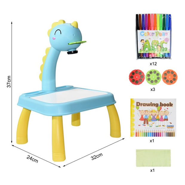 Kids Led Projector Drawing Table Toy Set Art Painting Board Table Light Toy Educational Learning Paint Tools Toys for Children Kids Led Projector Drawing Table DailyAlertDeals China D Blue with box 