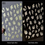 The New Heart Love Design Gold Sliver 3D Nail Art Sticker English Letter French Striping Lines Trasnfer Sliders Valentine Decor Nail Stickers DailyAlertDeals Reflective 01  