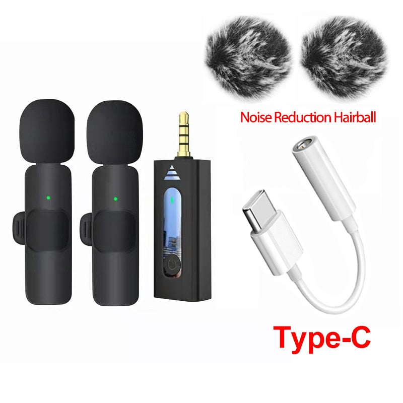 Wireless 3.5mm Lavalier Lapel Microphone Omnidirectional Condenser Mic for Camera Speaker Smartphone,Recording Mic for Youtube Microphones DailyAlertDeals K35 Type-C 2Hairball  