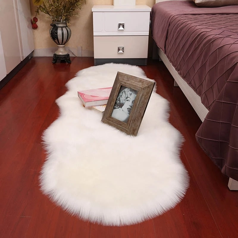 2023 New Plush Soft Sheepskin Bedroom Carpet Imitation Wool Pad Long Hair Bedside Mat Sofa Cushion Rugs Living Room Fur Carpet Carpets & Rugs DailyAlertDeals   