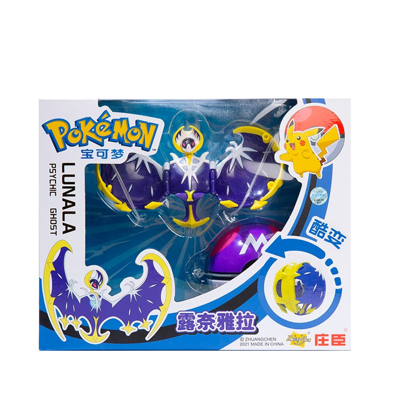 Pokemon Ball Figures  Pokeball Genuine Original Box or Without Box Deformation Toy Pikachu Charizard Pocket Monster Model Gift Pokemon Action Figures DailyAlertDeals Lunala BOX 