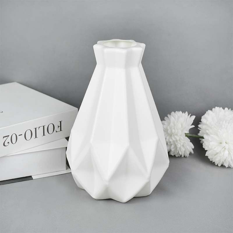 Modern Glass Flower Vase White Pink Blue Plastic Vase artificial flora Pot Basket Nordic Home Living Room Decoration Ornament Flower Arrangement Vase DailyAlertDeals B05  