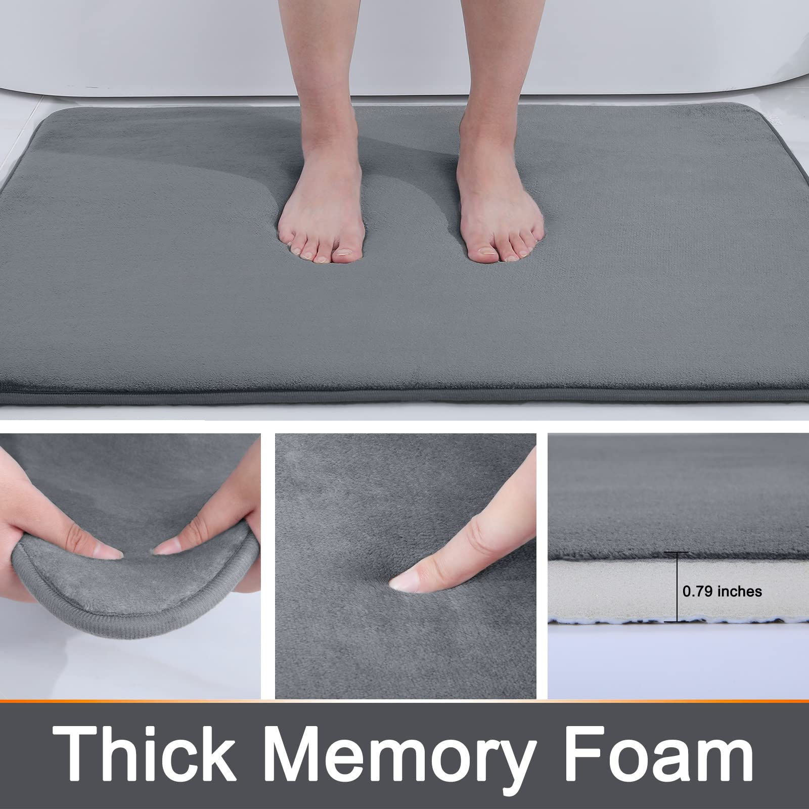 Memory Foam Bath Mat Anti-Slip Shower Carpet Soft Foot Pad Decoration Floor Protector Absorbent Quick Dry Bathroom Rug Mats & Rugs DailyAlertDeals   