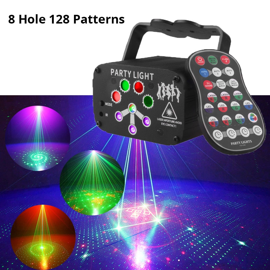 ALIEN RGB Mini DJ Disco Laser Light Projector USB Rechargeable LED UV Sound Strobe Stage Effect Wedding Xmas Holiday Party Lamp 0 DailyAlertDeals China 8 Hole 128 Patterns USB