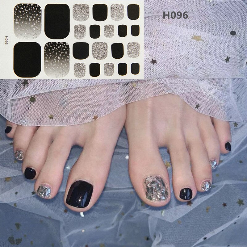 22tips Korea Toe Nail Sticker Wraps Adhesive Decals Toenail Polish Strips DIY Pedicure Foot Decals Manicure Women nail art DailyAlertDeals H096  