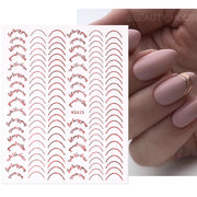 French 3D Nail Decals Stickers Stripe Line French Tips Transfer Nail Art Manicure Decoration Gold Reflective Glitter Stickers nail art DailyAlertDeals WG625 06  