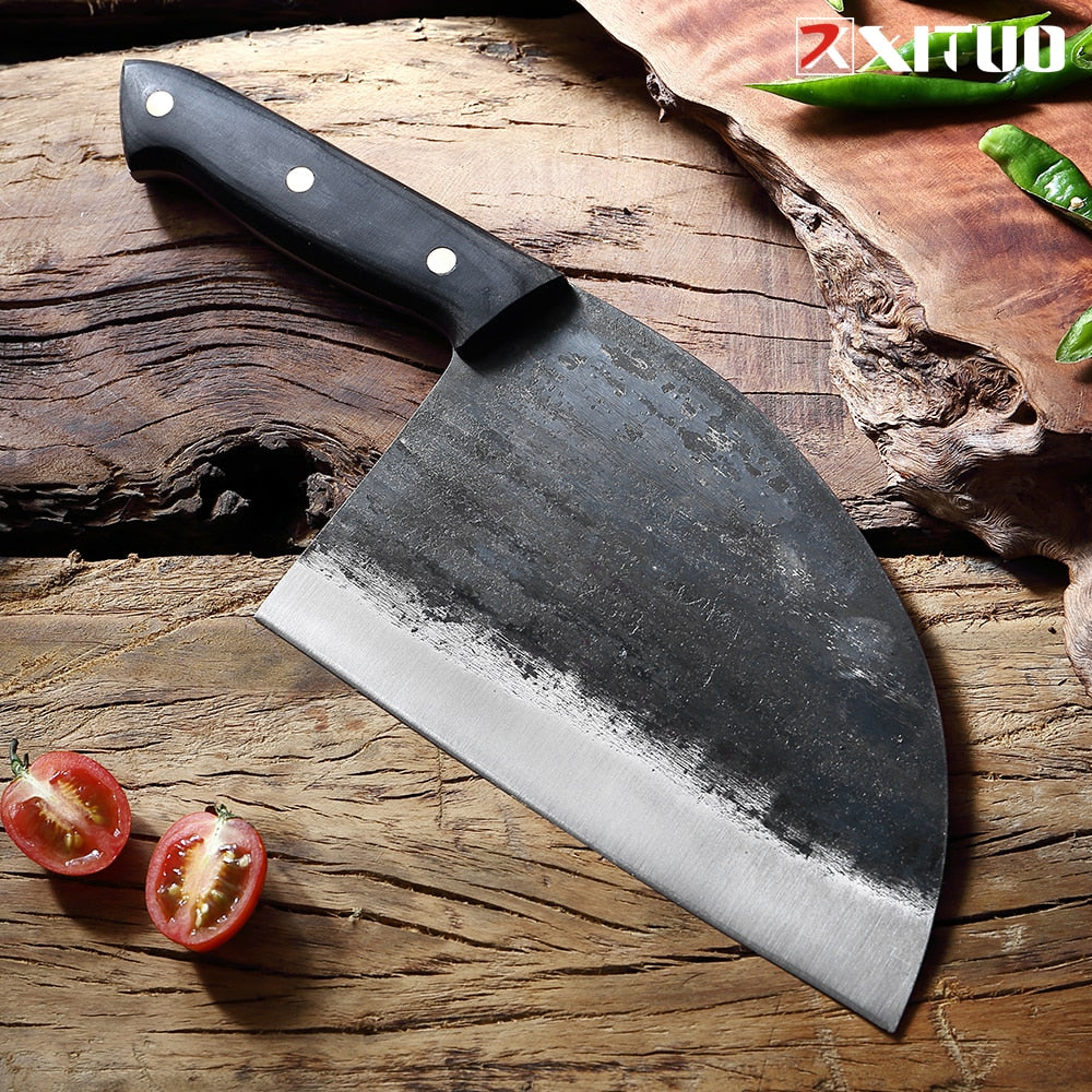 XITUO Full Tang Chef Knife Handmade Forged High-carbon Clad Steel Kitchen Knives Cleaver Filleting Slicing Broad Butcher knife 0 DailyAlertDeals   