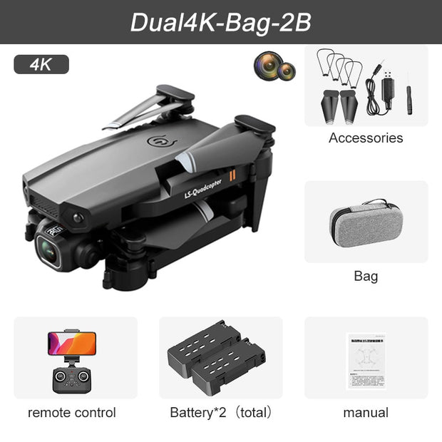 XT6 Mini Drone 4K 1080P HD Camera WiFi Fpv Air Pressure Altitude Hold Foldable Quadcopter RC Dron Kid Toy Boys GIfts Mini Drone 4K 1080P HD Camera DailyAlertDeals Dual4K Bag 2B USA 