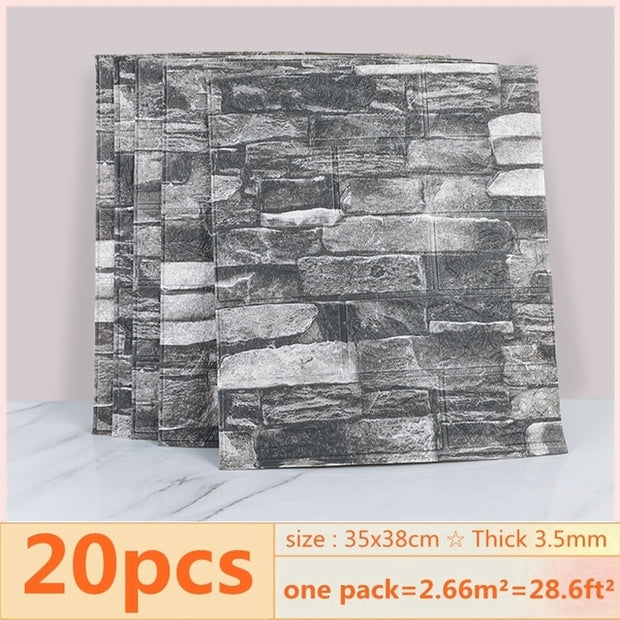 20pcs 3D Wall Decal Wallpaper Living Room Bedroom TV Backdrop Decor XPE Foam Waterproof Wall Sticker Self Adhesive Brick Sticker 0 DailyAlertDeals 6 China 35x38cmx20pcs