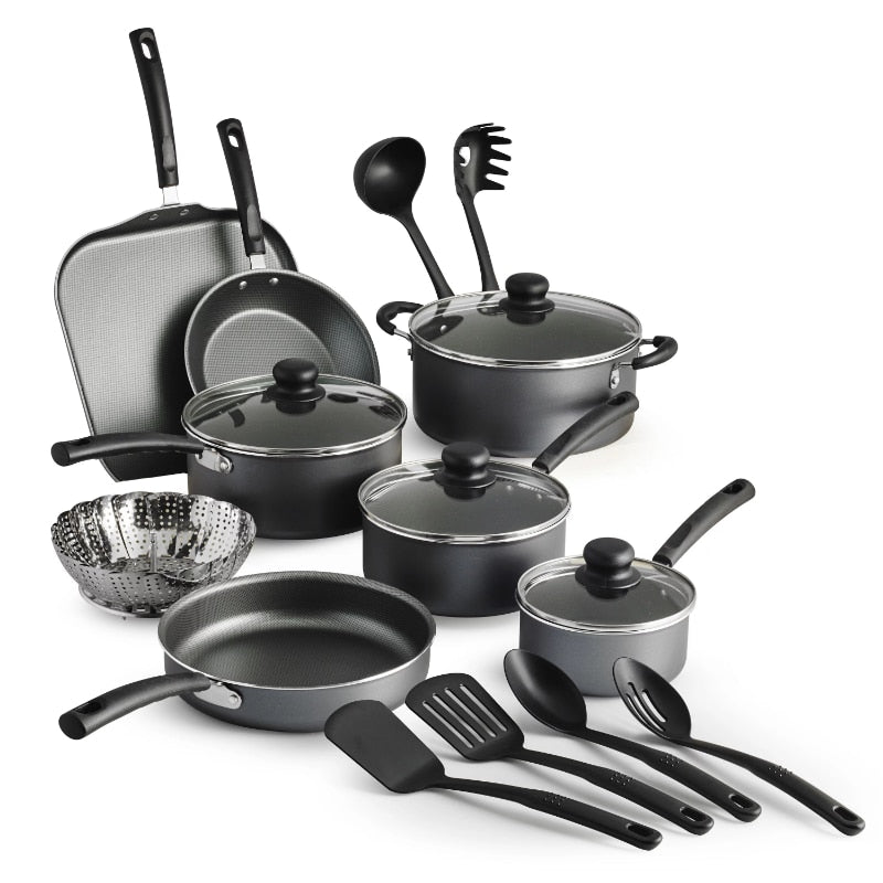 Cooking Ware Set 18 Piece Non-stick Cookware Set aluminum Pots, Pans and Utensils Cookware Essentials Cookware Set DailyAlertDeals   