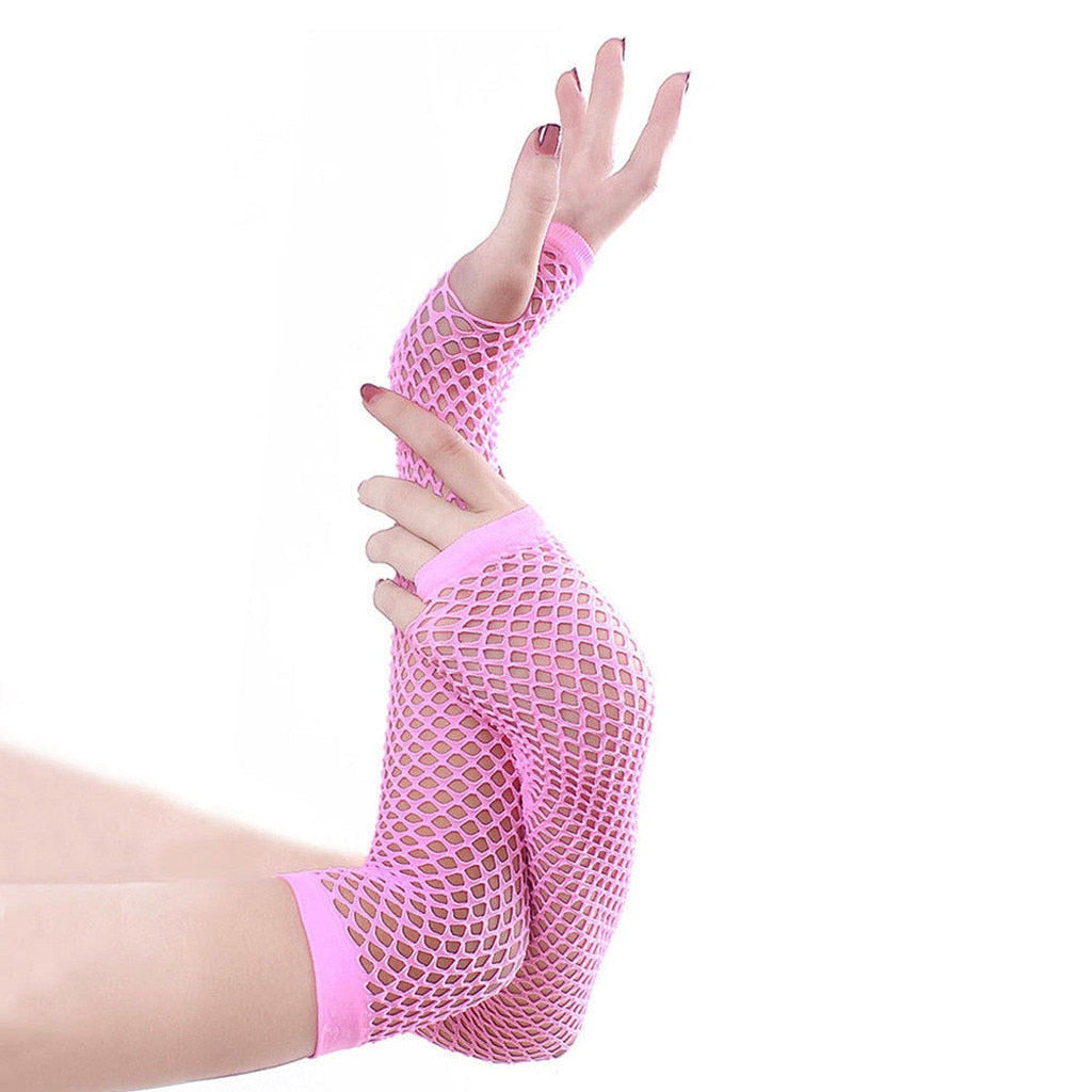 Black Punk long Fingerless Gloves Cuff Women Men Ninja Sport Outdoor Hip-hop GlovesElbow Mittens Cool Stretch winter Arm Warmer Gloves DailyAlertDeals Pink 1 One Size 