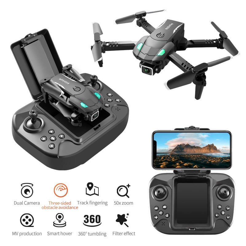 S128 Mini Drone 4K HD Camera Three-sided Obstacle Avoidance Air Pressure Fixed Height Professional Foldable Quadcopter Toys S128 Mini Drone 4K HD Camera DailyAlertDeals   