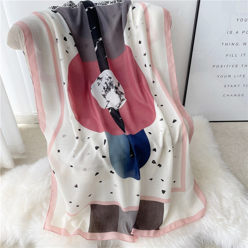2022 New Design Brand Women Scarf Fashion Print Cotton Spring Winter Warm Scarves Hijabs Lady Pashmina Foulard Bandana Plaid 0 DailyAlertDeals YM143-1 180x90cm 