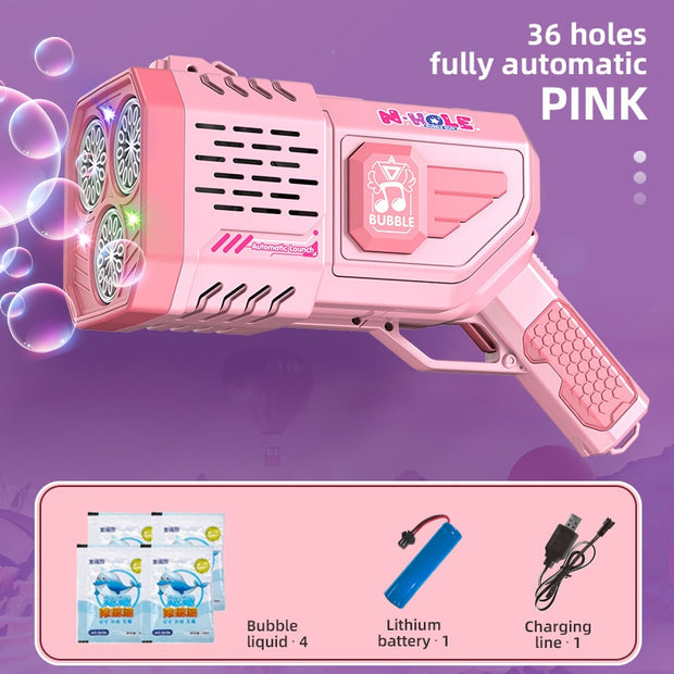 Rocket Boom Bubble Gun 69 Holes Soap Gatling Bubbles Blaster Machine Gun for Kids Toy Xmas Gift Bubble Gun Rocket DailyAlertDeals automatic 36 hole P United States 
