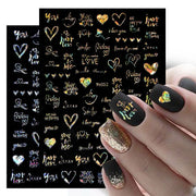 The New Heart Love Design Gold Sliver 3D Nail Art Sticker English Letter French Striping Lines Trasnfer Sliders Valentine Decor 0 DailyAlertDeals   