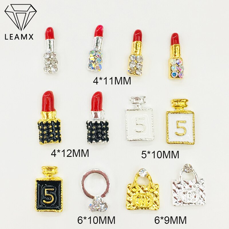 12Pcs Alloy Nail Charms Handbag Lipstick Nail Charms Gold 3D Crystal Gems Luxury Jewelry Charms Rhinestones for Nails DIY Art 0 DailyAlertDeals   