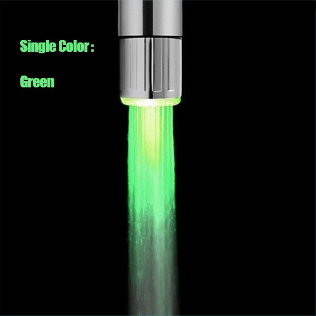 Zhang Ji LED Temperature Sensitive 3-Color Light-up Faucet Kitchen Bathroom Glow Water Saving Faucet Aerator Tap Nozzle Shower 0 DailyAlertDeals Single Color-Green  