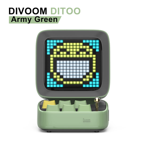 Divoom Ditoo-Pro Retro Pixel Art Bluetooth Portable Speaker Alarm Clock DIY LED Display Board, Cute Gift Home Light Decoration Bluetooth Portable Speaker DailyAlertDeals China Army Green Speaker