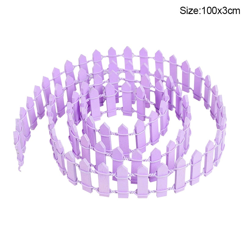 100*5cm/3cm Mini Wooden Fence DIY Miniature Fairy Garden Wood Barrier Dollhouse Showcase Craft Home Decoration Accessories Seasonal & Holiday Decorations DailyAlertDeals 100x3cm-purple  
